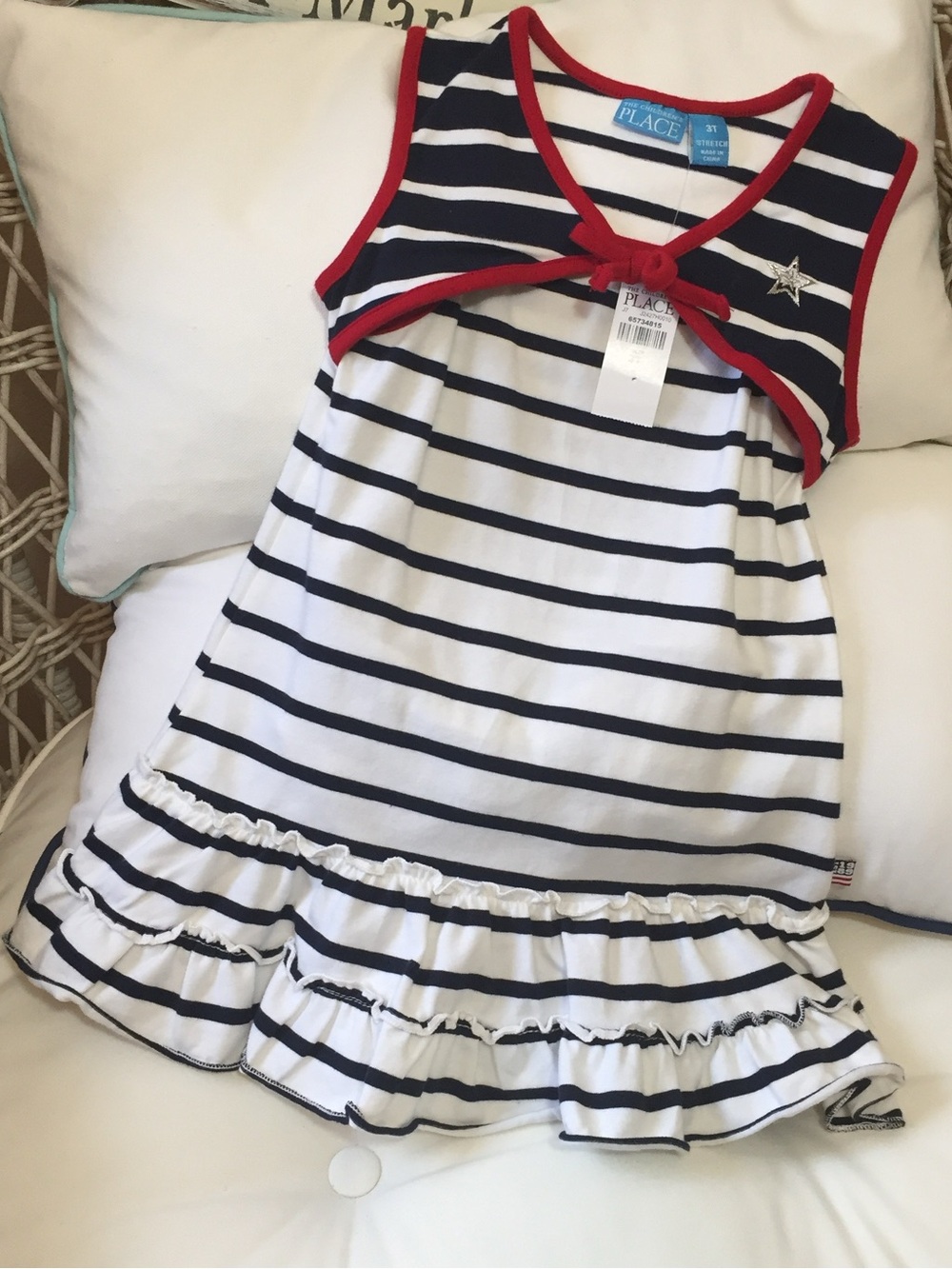 Children’s Place Navy and White Striped Sundress with Red Trim size 3T